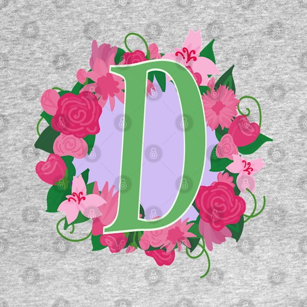 Monogram D, Personalized Floral Initial by Bunniyababa